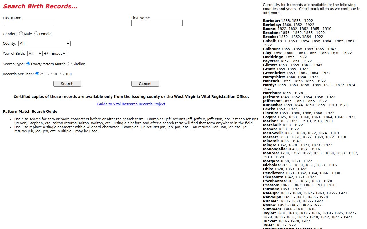 Barbour County property records research index with Barbour birth year and name fields